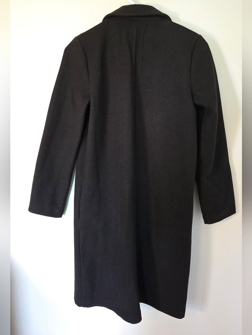 Zara | Black Long Single Breasted Open Front Felted Coat Size Small - Picture 3 of 10